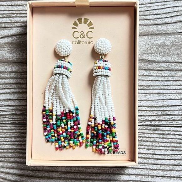 C&C  California Womens Fashion Statement Multi-color Tassel Earring Set - Picture 3 of 6